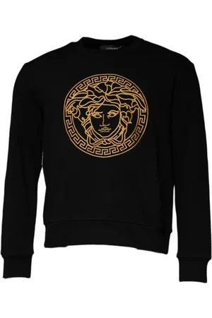 VERSACE Sweathshirts & Hoodies, Herre, Sort, 3XS, Bomuld, Medusa Broderi Crew Neck Sweater