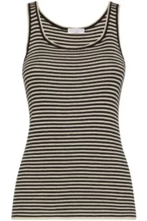 Brunello Cucinelli Top, Dame, Sort, S, Cashmere, Stribet Canalé Top