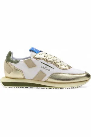 Ghoud Sko, Dame, Hvid, 40 EU, Uld, Bløde Lave Nylon Sneakers i Hvid og Guld