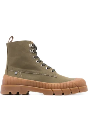 Kenzo Sko, Herre, Grøn, 45 EU, Khaki Snøresko med gummisål