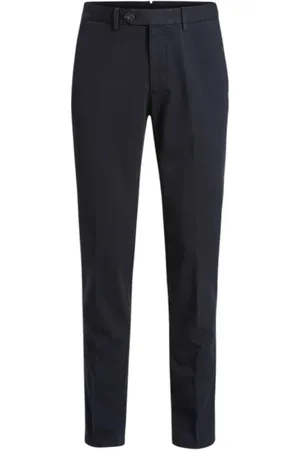Oscar Jacobson Bukser, Herre, Blå, 3XL, Bomuld, Marineblå Slim Fit Chinos
