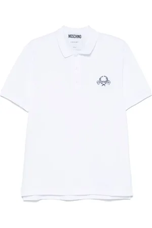 Moschino Top, Herre, Hvid, L, Bomuld, Teddy Bear Logo Polo Shirt