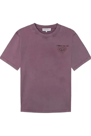 Maison Labiche Top, Herre, Lilla, XL, Bomuld, Broderet Casual T-shirt