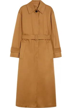 Max Mara Frakke, Dame, Brun, XS, Bomuld, Brun Trenchcoat med Bælte