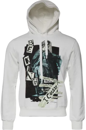 Dolce & Gabbana Sweathshirts & Hoodies, Herre, Hvid, 5XL, Bomuld, Hvid Bomuld Hættetrøje Pullover Sweater