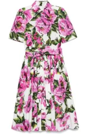 Dolce & Gabbana Kjole, Dame, Flerfarvet, S, Printet Skjorte Midi Kjole