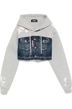 Dsquared2 Sweathshirts & Hoodies, Dame, Grå, XS, Indigo Blå Hættetrøje med Lommer