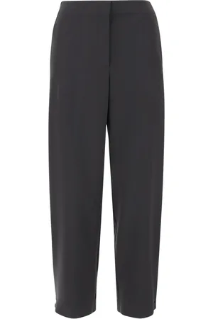 Giorgio Armani Bukser, Dame, Grå, 2XS, Polyester, Grå Tekniske Cady Bukser med Knapdetalje