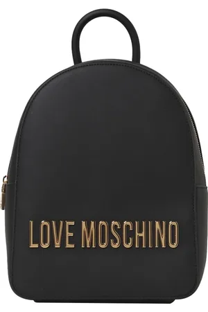 Moschino Taske, Dame, Sort, ONE SIZE, Læder, Sort Trendy Rygsæk med Gyldne Detaljer
