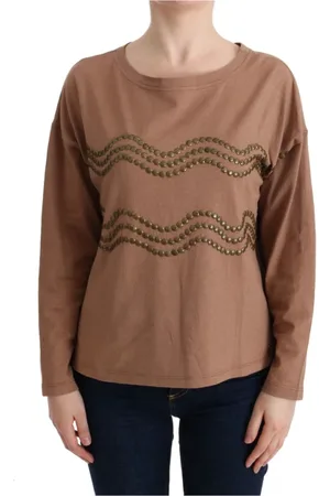 John Galliano Top, Dame, Brun, XS, Bomuld, Brun Bomuldssweater med rund hals