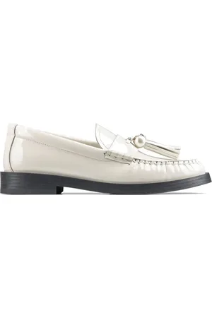 Jimmy Choo Sko, Dame, , 38 1/2 EU, Læder, Perlelæder Loafers med Frynse Detalje