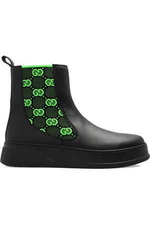 Gucci Sko, Herre, Sort, 40 1/2 EU, Læder, Læder High-Top Støvler med Monogram
