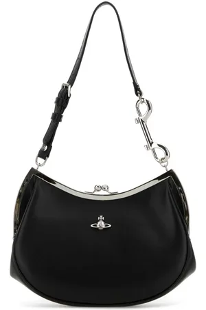Vivienne Westwood Taske, Dame, Sort, ONE SIZE, Uld, Charm Frame Skuldertaske i Sort Læder