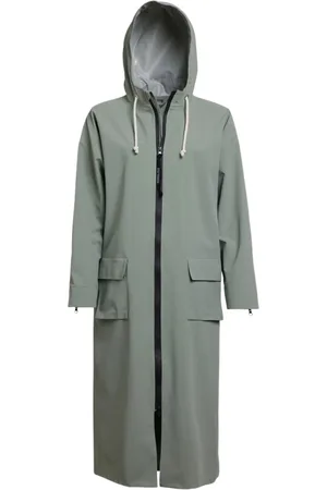 Stutterheim Jakke, Dame, Grøn, XL, Bomuld, Mat Lang Regnfrakke med Aqua Guard Lynlås