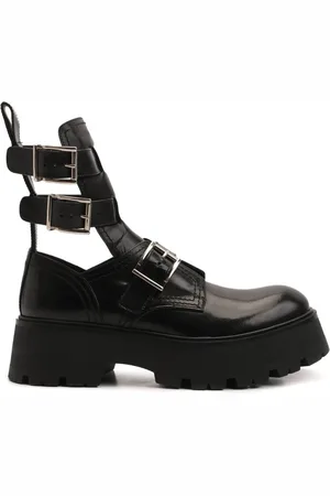 Alexander McQueen Sko, Dame, Sort, 37 1/2 EU, Læder, Rave Læderstøvler