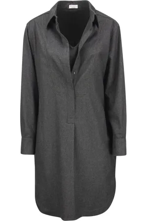 Brunello Cucinelli Kjole, Dame, Grå, 2XS, Uld, Uldkjole med knaplukning