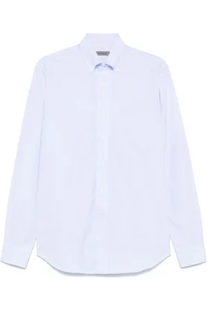 corneliani Skjorte, Herre, Blå, 2XL, Bomuld, Blåternet Skjorte Knap foran Lomme