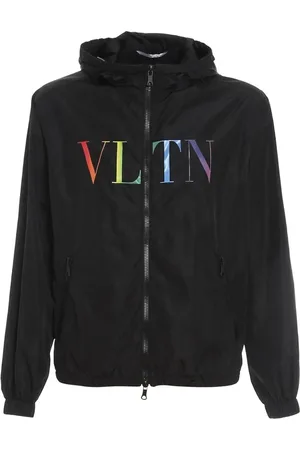 VALENTINO Jakke, Herre, Sort, M, Uld, Logo Windbreaker med Snørelue