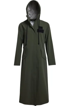 Stutterheim Jakke, Dame, Grøn, M, Bomuld, Mat Regnfrakke med V-Formet Front