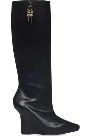 Givenchy Sko, Dame, Sort, 38 1/2 EU, Uld, Læder G-Lock Støvler med Guld Detalje