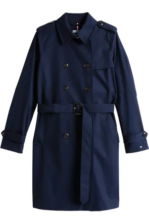 Tommy Hilfiger Frakke, Dame, Blå, M, Klassisk Trenchcoat