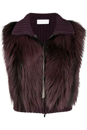 Fabiana Filippi Jakke, Dame, Rød, L, Uld, Fox Fur Strikket Vest Jakke