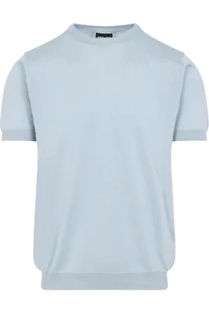 Giorgio Armani Strik, Herre, Blå, M, Bomuld, Silke Pullover Aquamarin Stil