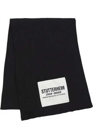 Stutterheim Tilbehør, Herre, Sort, ONE SIZE, Uld, Merino Wool Rib-Strik Wrap Tørklæde