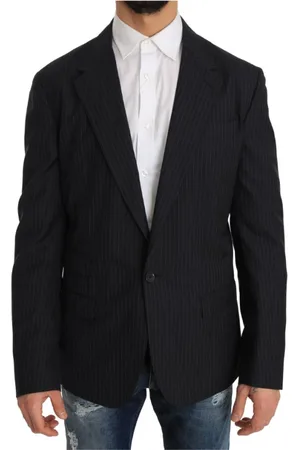 Dolce & Gabbana Jakke, Herre, Grå, L, Uld, Stribet uld og silke blazer