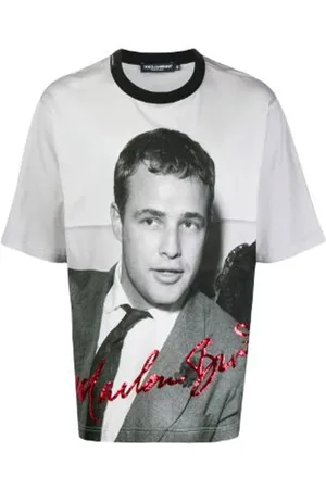 Dolce & Gabbana Top, Herre, Flerfarvet, XS, Bomuld, Marlon Brando Logo Print T-Shirt
