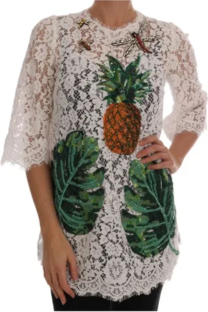 Dolce & Gabbana Bluser & Skjorter, Dame, Hvid, 3XS, Bomuld, Elegant hvid blonde mini bluse