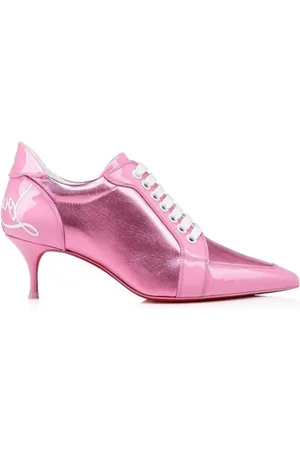 Christian Louboutin Sko, Dame, Lyserød, 35 EU, Læder, Læder Lace-Up Pumps med Logo Detalje