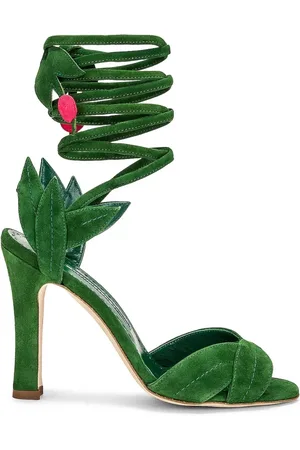 Manolo Blahnik Sko, Dame, Grøn, 35 EU, Wrap Sandaler med Lærsål