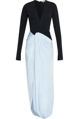 Victoria Beckham Kjole, Dame, Flerfarvet, 2XS, Sort Dyb V-udskæring Kjole
