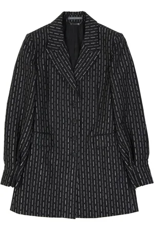 Alberta Ferretti Jakke, Dame, Sort, XS, Uld, Uld Lang Jakke med Logo Detalje