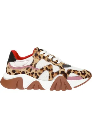 VERSACE Sko, Herre, Flerfarvet, 41 EU, Læder, Leopard Sneakers med Mesh Paneler