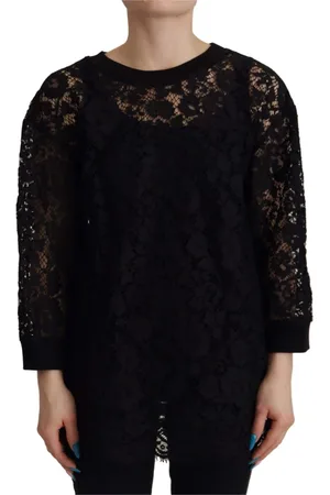 Dolce & Gabbana Bluser & Skjorter, Dame, Sort, XS, Bomuld, Elegant Sort Langærmet Bluse Top