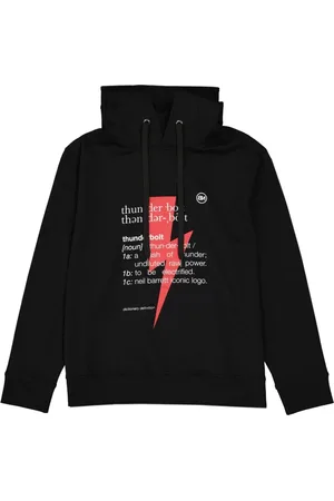 Neil Barrett Sweathshirts & Hoodies, Herre, Sort, XL, Bomuld, Hættetrøje med frontprint detalje