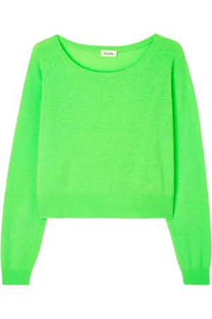 American Vintage Strik, Dame, Grøn, XS, Uld, Fluorescerende Grøn Uld Jersey
