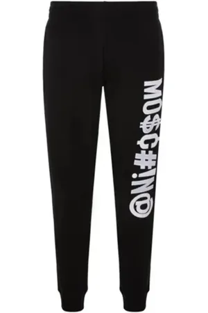 Moschino Bukser, Herre, Sort, M, Bomuld, Logo Joggingbukser med Ribbede Kanter
