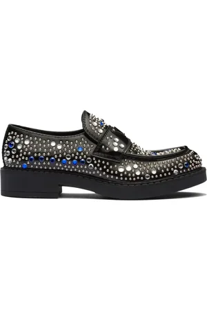 Prada Sko, Herre, Sort, 40 EU, Læder, Rhinestone Læder Loafers