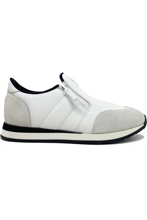 Giuseppe Zanotti Sko, Herre, Hvid, 43 EU, Læder, Lædersneakers med ruskindsdetalje