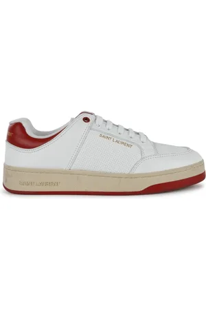 Saint Laurent Sko, Dame, Hvid, 41 EU, Læder, Lædersneakers med perforeret detalje