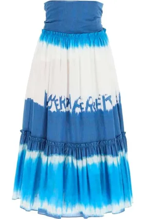 Alberta Ferretti Nederdel, Dame, Blå, M, Bomuld, Tie Dye Midi Nederdel