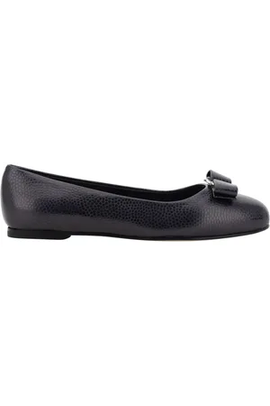 Salvatore Ferragamo Sko, Dame, Sort, 35 1/2 EU, Læder, Sort læder ballerina flade