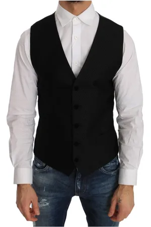 Dolce & Gabbana Jakkesæt, Herre, Sort, M, Uld, Polka Dot Sort Kjole Vest