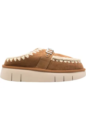 Mou Sko, Dame, Brun, 36 EU, Læder, Kamel Shearling Slip-On Flade Sko
