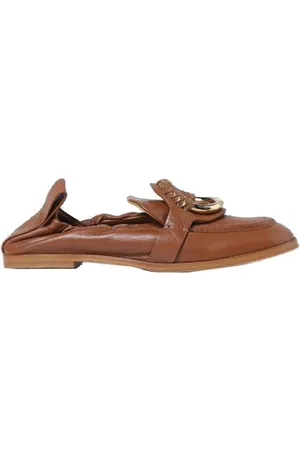 See by Chloé Sko, Dame, Brun, 35 EU, Uld, Læder Loafers med Guld-tone Hardware