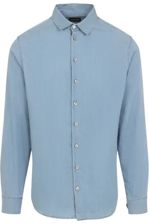 Giorgio Armani Skjorte, Herre, Blå, M, Denim, Lys Blå Denim Skjorte