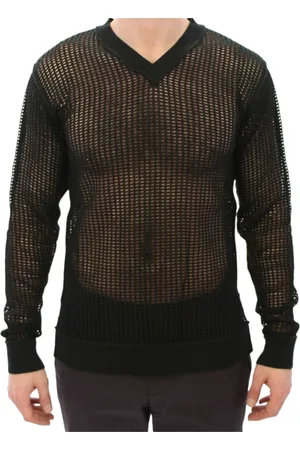 Dolce & Gabbana Strik, Herre, Grøn, S, Bomuld, Elegant mørkegrøn V-hals sweater